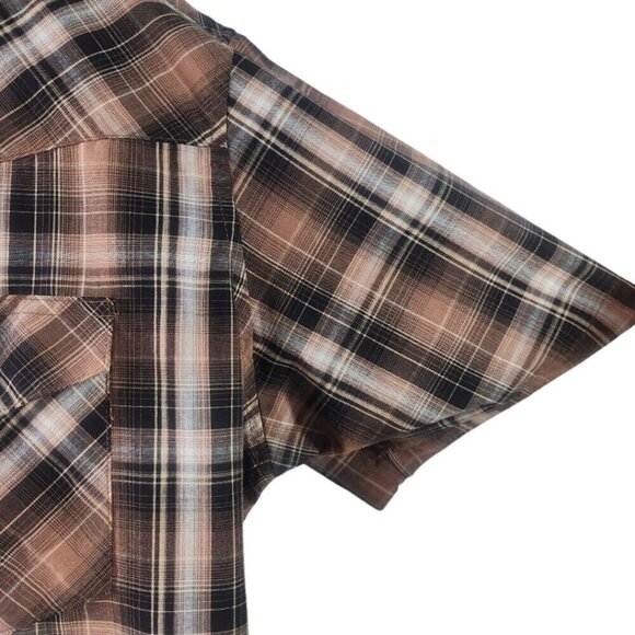 Wrangler Retro Brown Plaid Western Shirt Sawtooth Pockets Pearl Snap Button 3XL - Picture 8 of 12